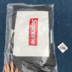 Supreme Satin Applique Hooded Sweatshirt Black - Image 2