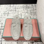 Loro Piana Grey Suede Nautical Charms Walk Babouche Loafers - Image 5