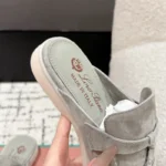 Loro Piana Grey Suede Nautical Charms Walk Babouche Loafers - Image 3
