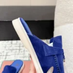 Loro Piana Blue Suede Nautical Charms Walk Babouche Loafers - Image 3