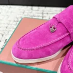 Loro Piana Rose red Suede Nautical Charms Walk Babouche Loafers - Image 4