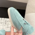 Loro Piana Light Blue Suede Nautical Charms Walk Babouche Loafers - Image 2