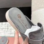 Loro Piana Dark Grey Suede Nautical Charms Walk Babouche Loafers - Image 3