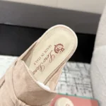 Loro Piana Pink Suede Nautical Charms Walk Babouche Loafers - Image 2