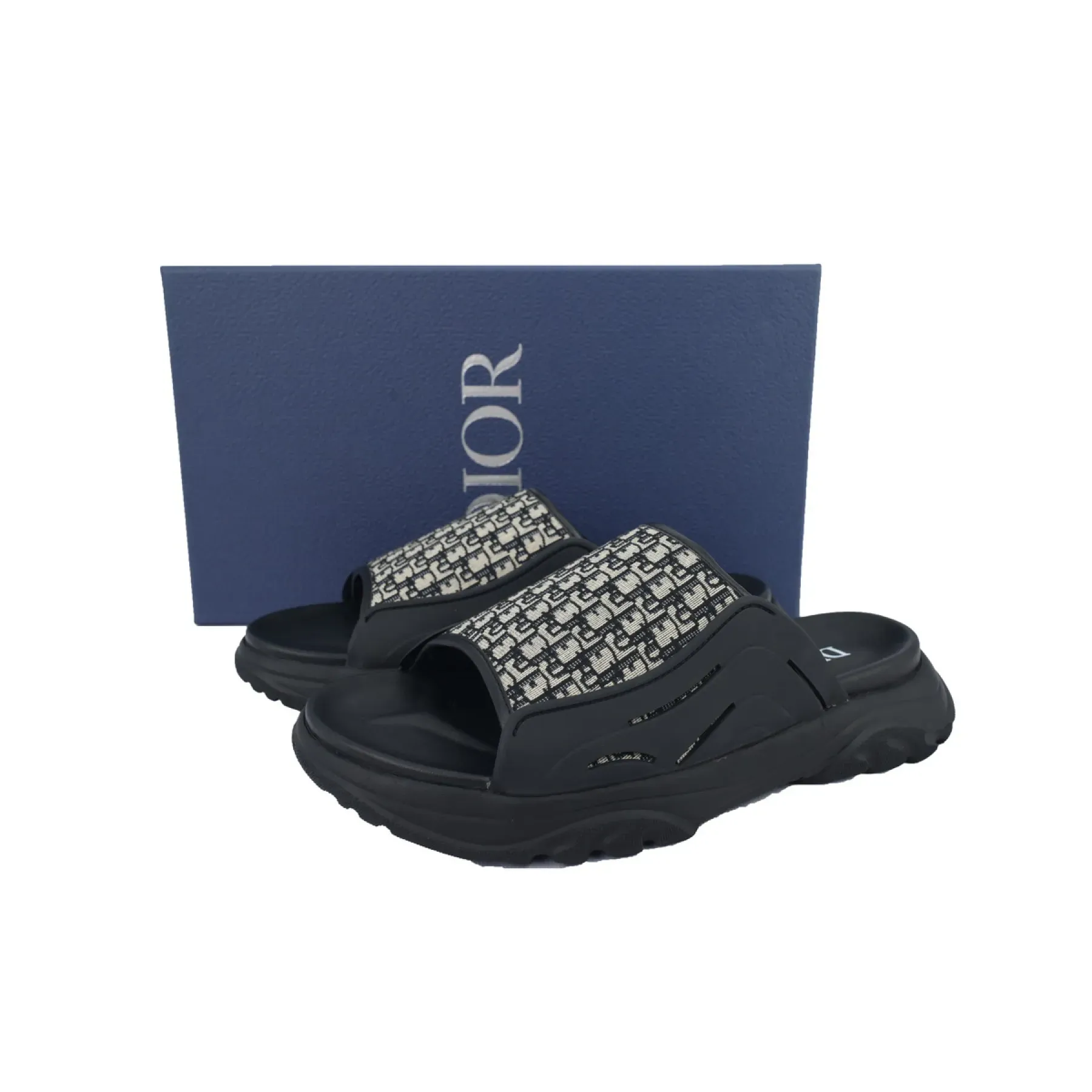 imgi_73_dior_alpha_sandal_black_rubber_oblique_1C86EDC07F413 D*or Alpha Sandal Black Rubber Oblique - Image 1