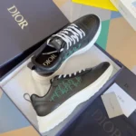 Dior B25 Runner Men's Leather Sneakers D-Pattern Black&Green - Image 6