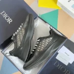 Dior B25 Runner Men's Leather Sneakers D-Pattern Black Black - Image 5