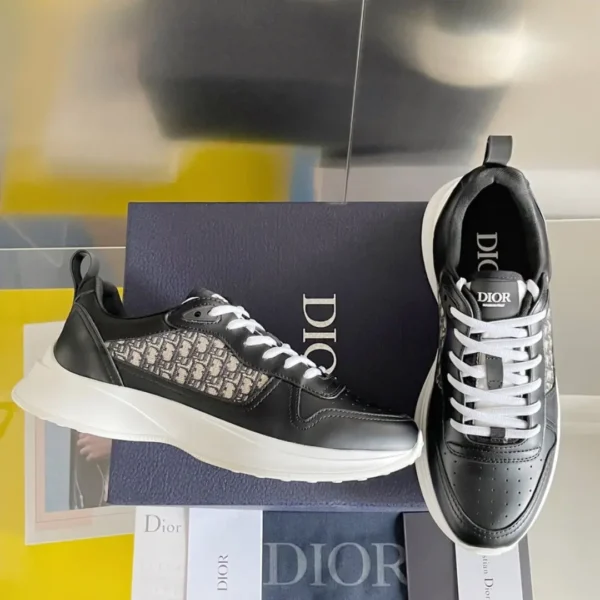 Dior B25 Runner Men's Leather Sneakers D-Pattern Black