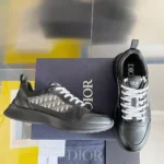 Dior B25 Runner Men's Leather Sneakers D-Pattern Black Black