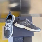 Dior B25 Runner Men's Leather Sneakers D-Pattern Navy - Image 2
