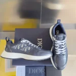 Dior B25 Runner Men's Leather Sneakers D-Pattern Navy