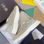 Dior B25 Runner Men's Leather Sneakers D-Pattern Grey - Image 6