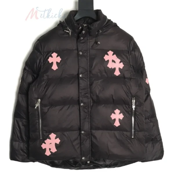 Chrome Hearts Puffer Jacket Pink cross logo