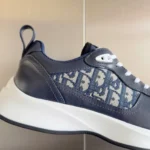 Dior B25 Runner Men's Leather Sneakers D-Pattern Navy - Image 4