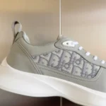 Dior B25 Runner Men's Leather Sneakers D-Pattern Grey - Image 5