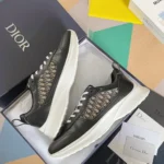 Dior B25 Runner Men's Leather Sneakers D-Pattern Black - Image 9