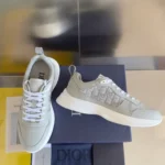Dior B25 Runner Men's Leather Sneakers D-Pattern Grey - Image 4