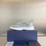 Dior B25 Runner Men's Leather Sneakers D-Pattern Grey - Image 2