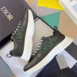 Dior B25 Runner Men's Leather Sneakers D-Pattern Black&Green - Image 3