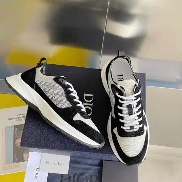 Dior B25 Runner Men's Suede Sneakers D Pattern Black&White