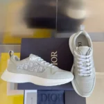 Dior B25 Runner Men's Leather Sneakers D-Pattern Grey