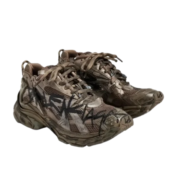 B*lenciaga Runner distressed worn-out aesthetic graffiti-style print