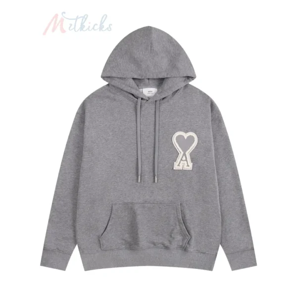 AMI Graphic Print Crew Neck Hoodie Hoodies Grey