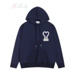AMI Graphic Print Crew Neck Hoodie Hoodies Navy Blue