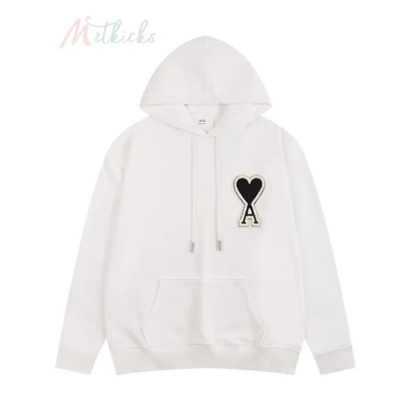 AMI Graphic Print Crew Neck Hoodie Hoodies White