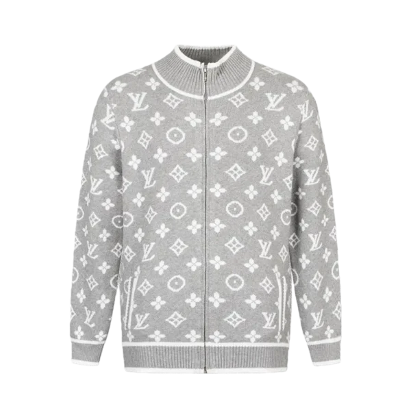 Louis Vuitton Monogram High Neck Knit ZipUp Gray