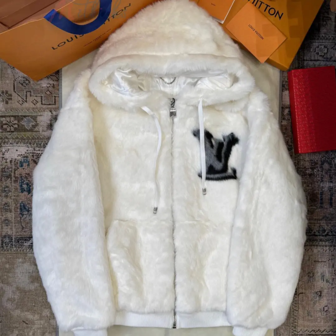 WechatIMG2622 Louis Vuitton Mink Fur Hooded Jacket White - Image 1