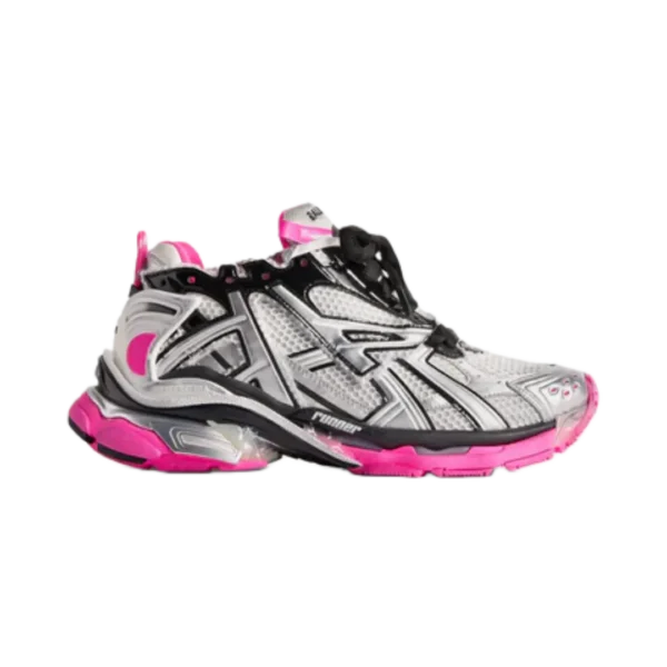 B*lenciaga Runner sneaker silver, black, neon pink
