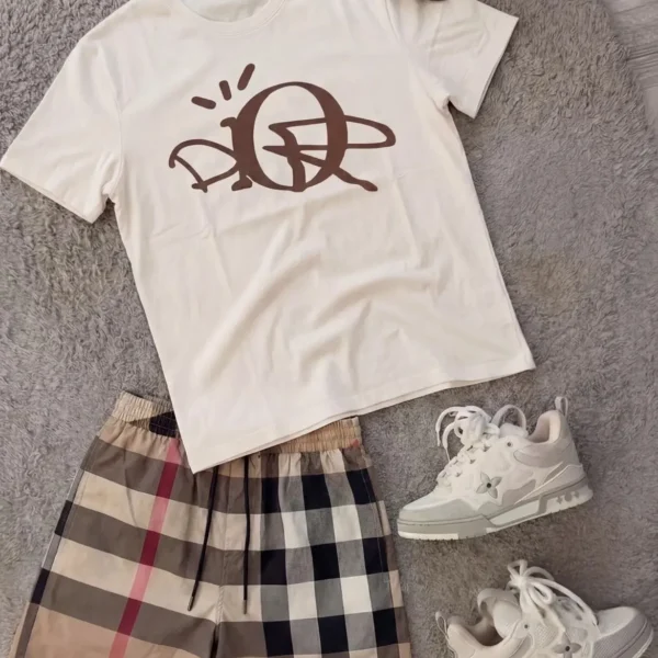 Popular Outfit: Dior T-Shirt, Burberry Shorts, LV Sneakers