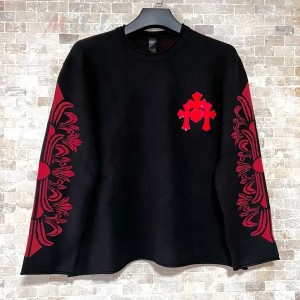 Cashmere Red Triple Cross Patch Sweater