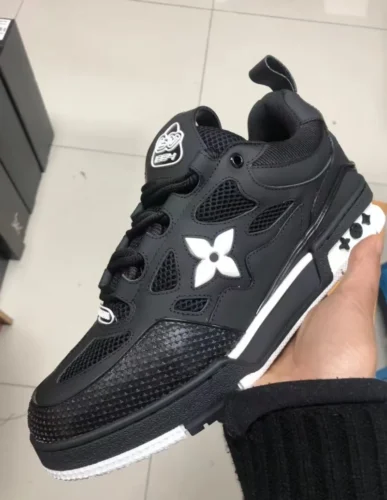L*uis V*itton LV Skate Sneaker Black Black White photo review