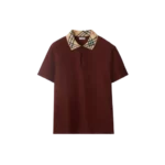 B*RBERRY cody polo shirt with check collar Red