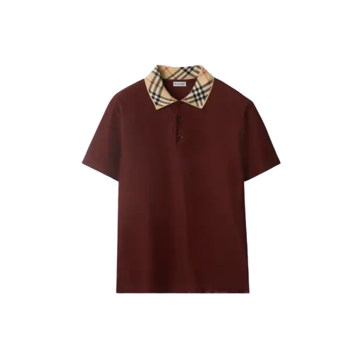 2E6B7818-B93B-4193-993F-371E453C4D2C B*RBERRY cody polo shirt with check collar Red - Image 1
