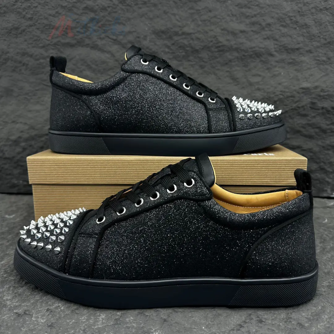 IMG_3079 2 Christian Louboutin Louis Junior Spikes Orlato black glitter - Image 1