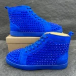 Christian Louboutin Louis Flat Suede Spikes sneakers electric blue