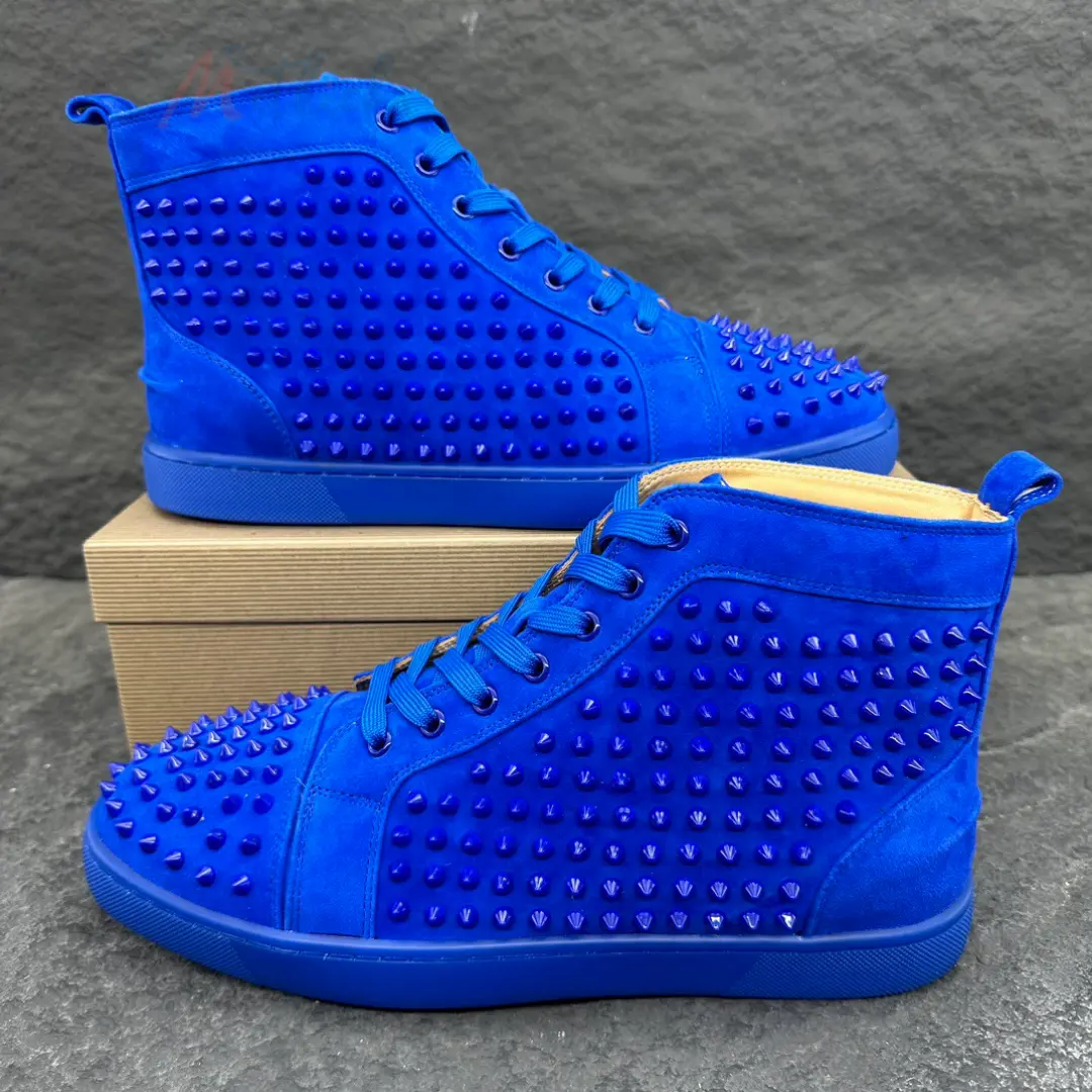 IMG_3087 2 Christian Louboutin Louis Flat Suede Spikes sneakers electric blue - Image 1