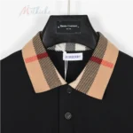 B*RBERRY cody polo shirt with check collar Black - Image 8