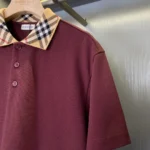 B*RBERRY cody polo shirt with check collar Red - Image 5