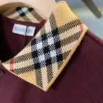B*RBERRY cody polo shirt with check collar Red - Image 7