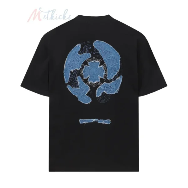 Chrome Hearts Denim Patchwork Design Short-Sleeve T-Shirt Black/White