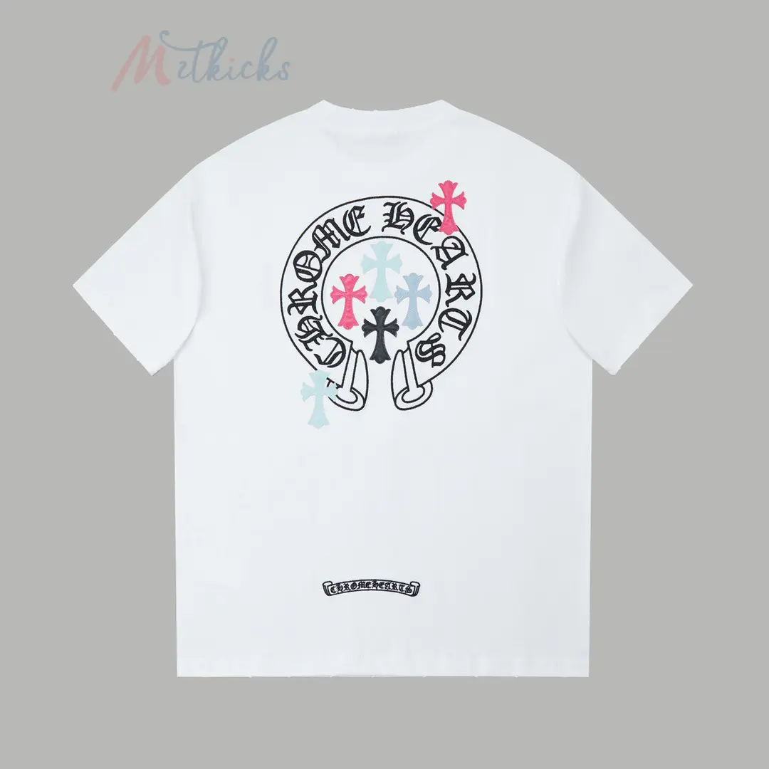 IMG_3734 Chrome Hearts Cross Pattern Short-Sleeve T-Shirt Black/White - Image 1
