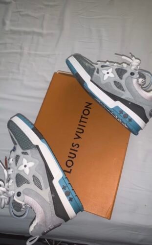 Click to view full screen L*uis V*itton LV Skate Sneaker Light Gray Blue photo review
