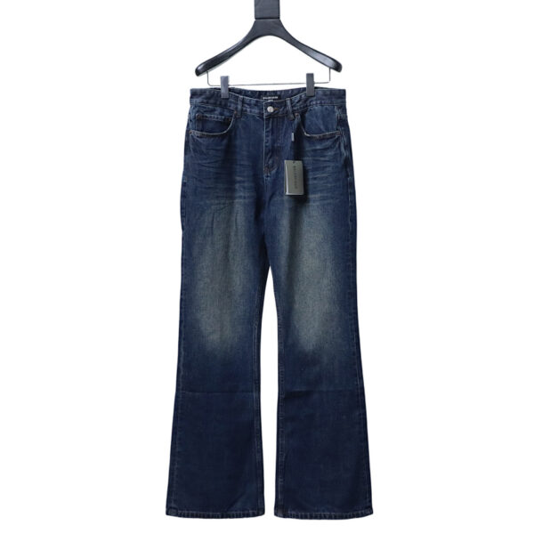Balenciaga 25ss Retro Washed Blue Flared Pants