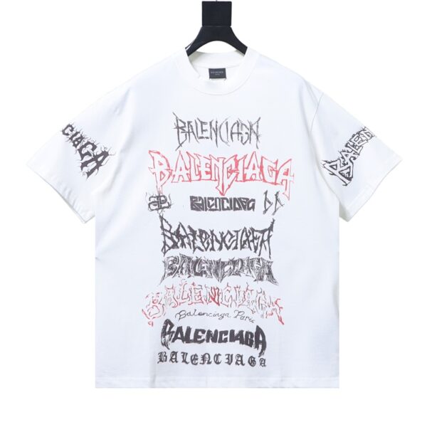Balenciaga All-Over Letter Print Graffiti Short-Sleeved T-Shirt