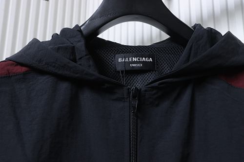 Balenciaga BLCG 26SS 3M Black and Red Embroidered Hooded Sports Jacket - Image 6