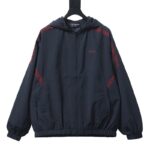 Balenciaga BLCG 26SS 3M Black and Red Embroidered Hooded Sports Jacket